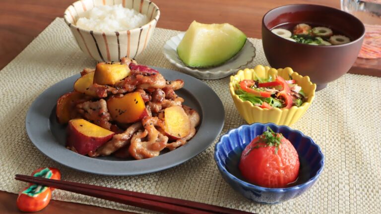 30分で4品！豚肉とサツマイモの甘酢炒め【時短料理】