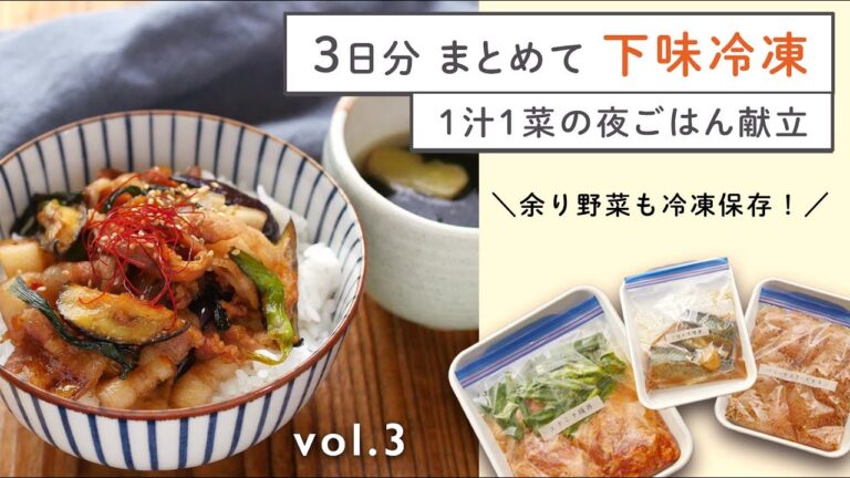 【下味冷凍&冷凍ストック術 vol.3】ハニーマスタードチキン・さばのみそ煮・スタミナ豚丼編｜3日分まとめて♪1汁1菜のスピード献立！