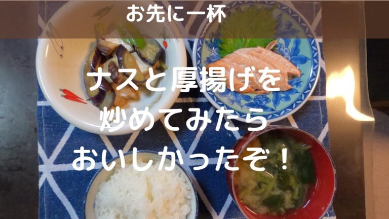 お先に一杯５　厚揚げとナスの炒めものを作ってみた。