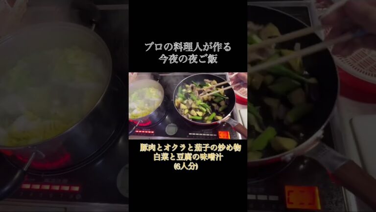 【今夜の夜ご飯】豚肉とオクラと茄子の炒め物 白菜豆腐の味噌汁 #料理 #時短料理 #ズボラ飯 #家庭料理 #short #今夜の夜ご飯