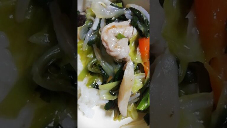 豚肉の野菜炒め　とろみつけて　小さい丼　音アリ　味付けは好みで