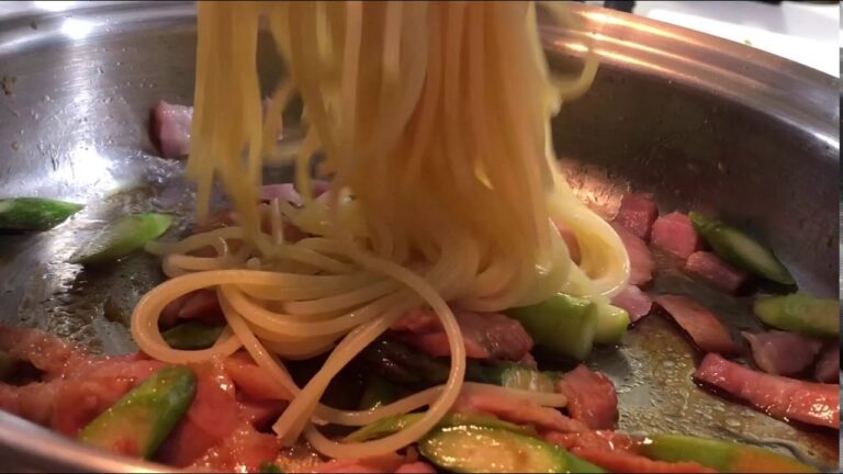 アスパラとベーコンの柚子胡椒パスタ♪  1品.com