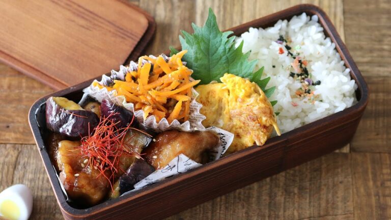 【お弁当作り】たった3品の鶏と茄子の甘酢あん弁当bento＃611