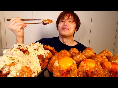 【発表】今後チームでYouTube活動するので濃厚タルタル唐揚げと卵黄焼おにぎりを深夜に食べる背徳感。