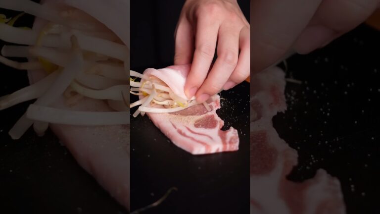 もやしを豚ロースで巻く　#shorts #asmr