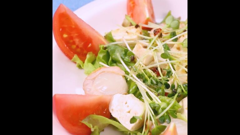 豆腐でモッツァレラチーズを作っちゃおう♪豆腐モッツァレラとホタテの和風サラダ ｜ moguna[モグナ]