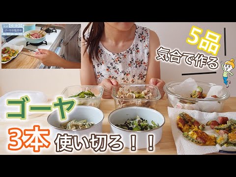 【使い切りレシピ】苦いけど美味しく食べたい！ゴーヤどどんと3本使い切る！🍳🍴