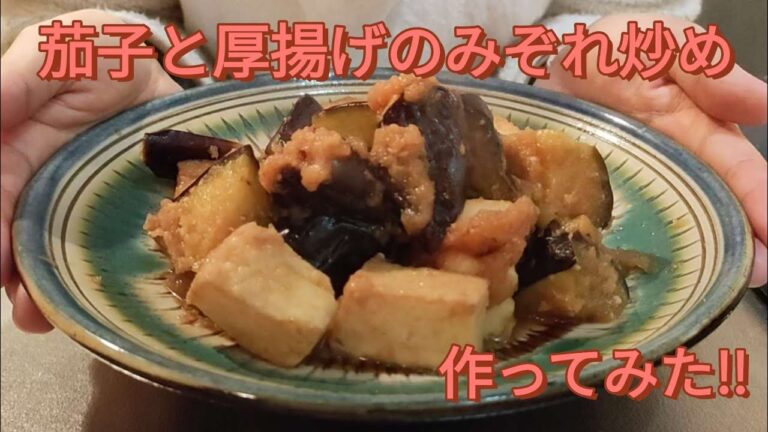 #47【簡単料理】茄子と厚揚げのみぞれ炒め🍆大根おろしがたまりませんっ🤤