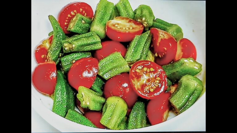 ミニトマトとオクラの簡単サラダ CHERRY TOMATO AND OKRA EASY SALAD