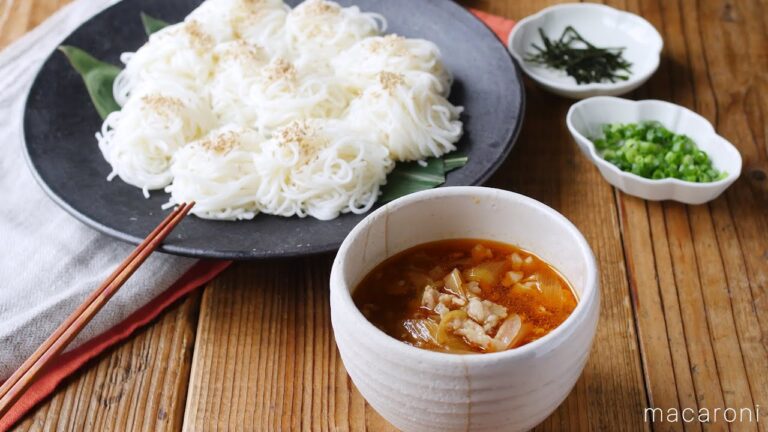 余ったそうめんで！ピリ辛ねぎ豚つけ麺風