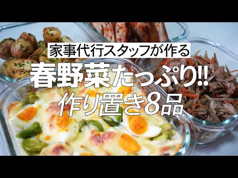 【概要欄にレシピ付き】春野菜をふんだんに使用！家事代行スタッフによる作り置き8品