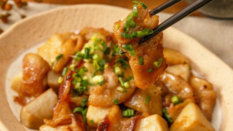 はちみつでこってり！豚と里芋の照り焼き