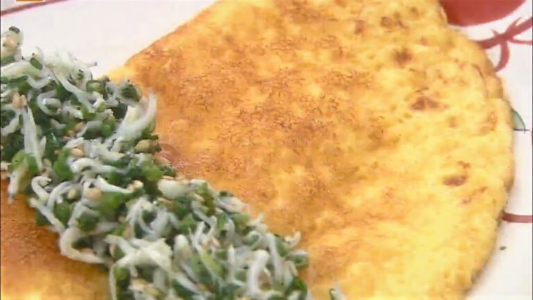 ふわふわ和風オムレツ　しらすとねぎのごまソース