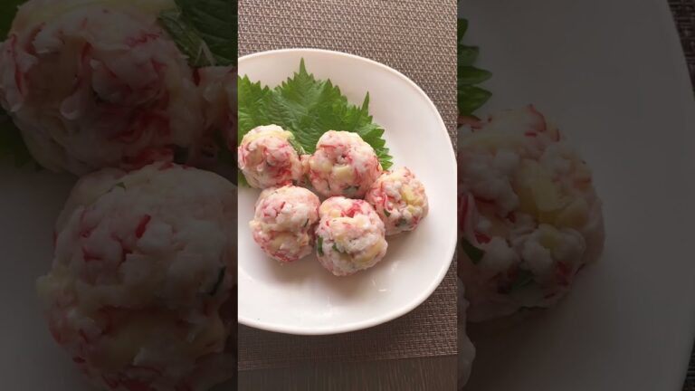 包丁要らず😃レンジで簡単❣【はんぺんとカニカマの大葉焼き】#Shorts #ひめりんご