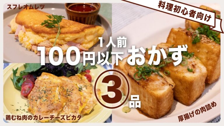 【節約レシピ】ヘビーローテションしたくなる！美味しいメインおかず3品！厚揚げの肉詰め/スフレオムレツ/鶏むね肉のカレーチーズピカタ【アクア 冷蔵庫】