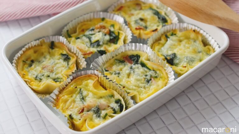 【作り置き】餃子の皮で簡単！ ほうれん草と ベーコンの カップ キッシュ のレシピ 作り方