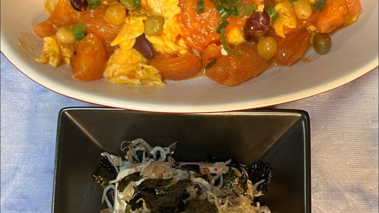 今日のおつまみPart２#たまご#トマト#男梅