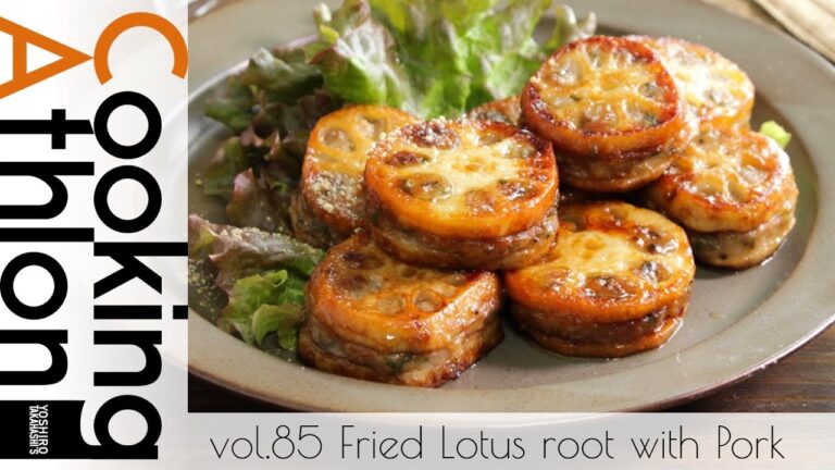 【#85】れんこんと豚ひき肉のはさみ焼き│ Fried Lotus root with Pork