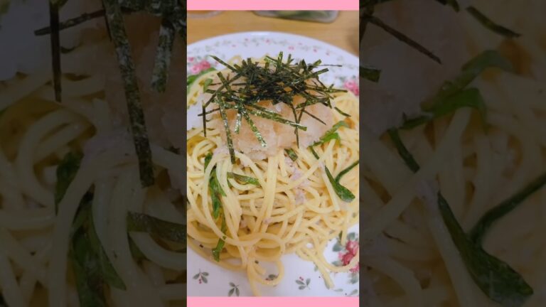大葉とシーチキンツナの麺つゆパスタ🍝😋大根おろし添え😎🎶