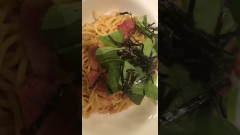 ポポラマーマ、ベーコンとほうれん草醤油パスタ