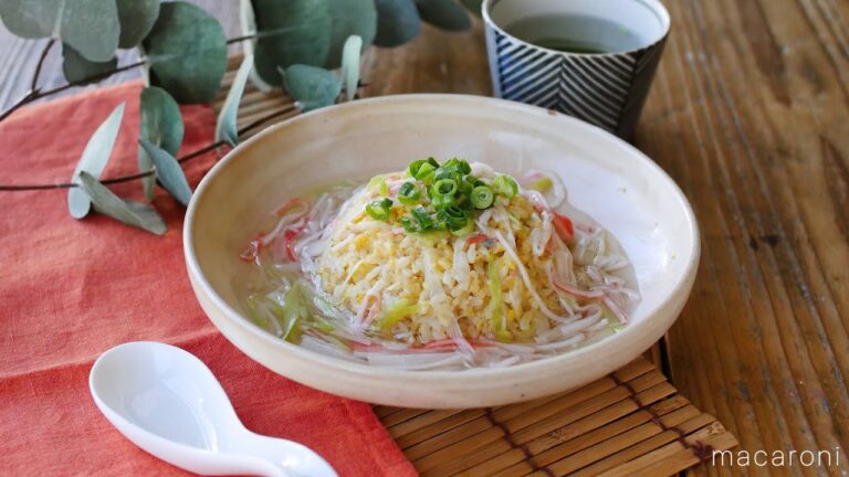 【カニカマあんかけチャーハン】節約カニチャーハン！カニカマでパパっと作れる簡単レシピ