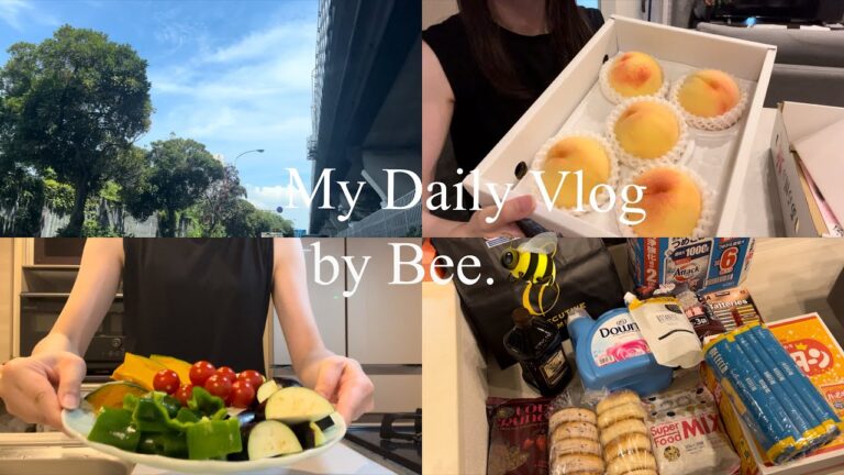 vlog |#15 夏の休日の過ごし方☀️|コストコ購入品紹介🛒| 夏野菜の揚げ浸し🍅🍆|桃の贈り物🍑|  ひとり時間