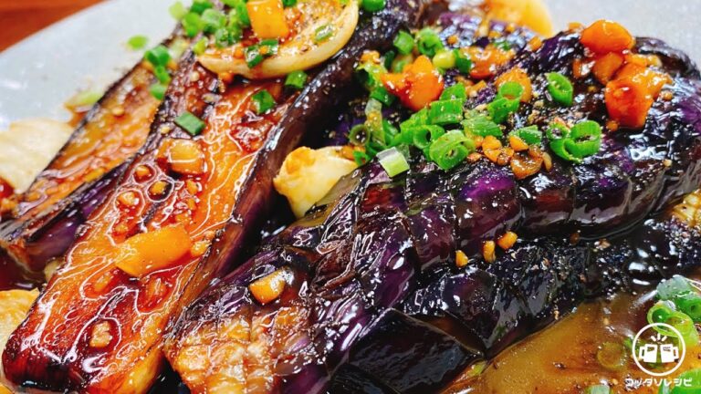 ただ焼くだけで驚くほど超旨い!!ご飯とお酒が鬼すすむ♪とろとろジューシー♪『超やべぇやみつき茄子ステーキ』Eggplant steak 低糖質／作り置き／おつまみ／ダイエット／大食い／人気レシピ