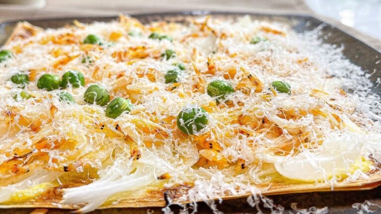 【桜海老とグリンピースのタルトフランベ】春巻きの皮で作るクリスピーピザ【ピザ】【春巻きの皮レシピ】【おつまみレシピ】