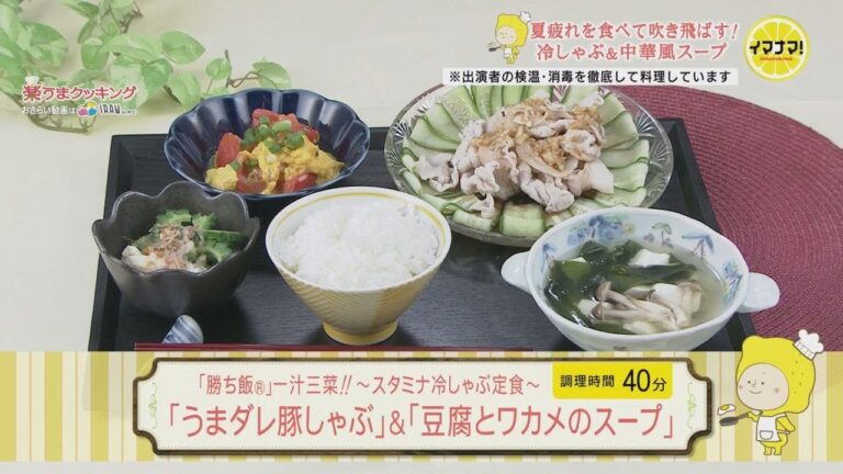 スタミナ冷しゃぶ定食～うまダレ豚しゃぶ＆豆腐とワカメのスープ