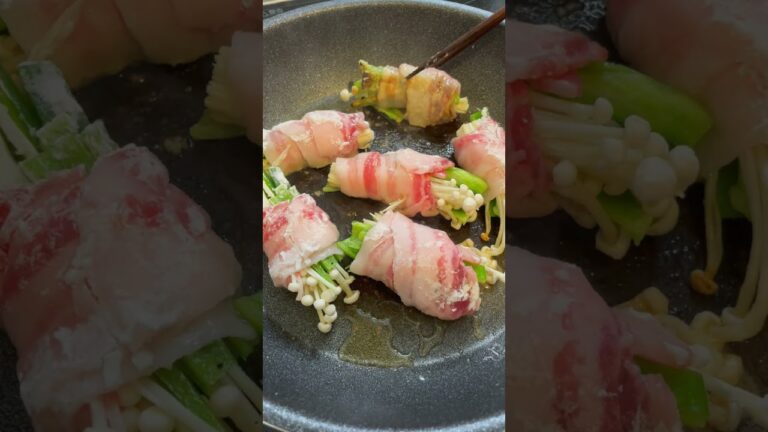 【味付けはポン酢だけ】豚バラピーマンえのき巻き #shorts