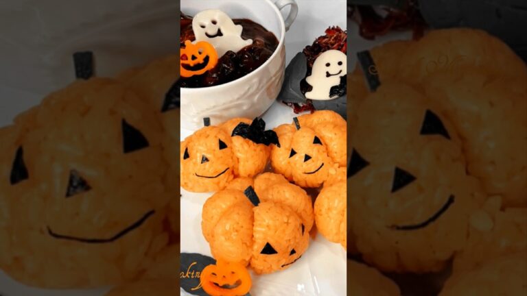 ハロウィン🎃かぼちゃおにぎり🍙　カレーやシチューと召し上がれ　#shorts #OnigiriAction #料理 #人気
