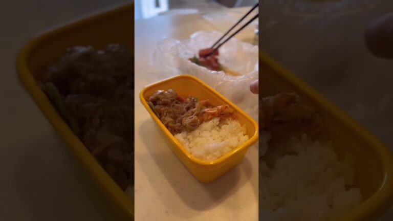 冷凍おかずでいつものお弁当／豚すき焼き・ネギ卵焼き・アスパラベーコン・にんじんちくわ磯辺揚げ #お弁当 #料理 #shorts