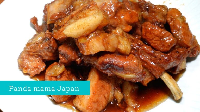 【豚以上鰻以下】スペアリブ黒酢煮込み、フライパンひとつでできるレシピ、実は簡単、　材料入れるだけ！　SUPER EASY Sweet and Sour vinegar Spareribs