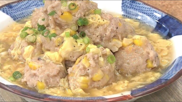 トウモロコシつくねの卵あんかけ