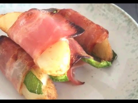 【料理レシピ】ポテトとピーマンのベーコン巻の作り方♪