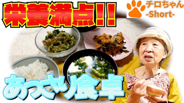 とある日の夕食 ばあちゃんのきゅうりの酢の物と卵の澄まし汁としかめっ面じいちゃんと。＃shorts