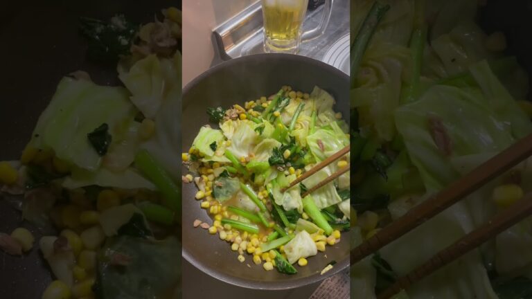 懐かしい給食の味！小松菜とコーン炒め #料理動画 #給食 #コーン #小松菜