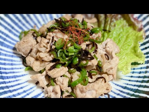 簡単お弁当のおかず／豚こまと塩昆布炒め／ピーマンレシピ