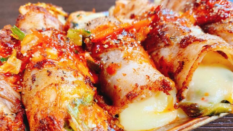 【絶品おつまみ】ただ巻いて焼くだけで超旨い!!『豚キムチチーズ巻き』お酒とご飯が鬼すすむ♪ Pork Kimchi Cheese roll【糖質制限／低糖質レシピ】