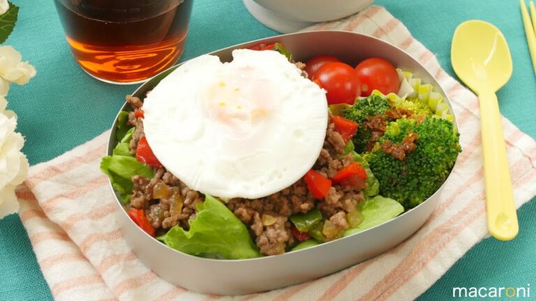 【タイ風ねぼすけ弁当】全部 レンジで 10分！ 和風 ガパオ ライス 弁当 のレシピ 作り方