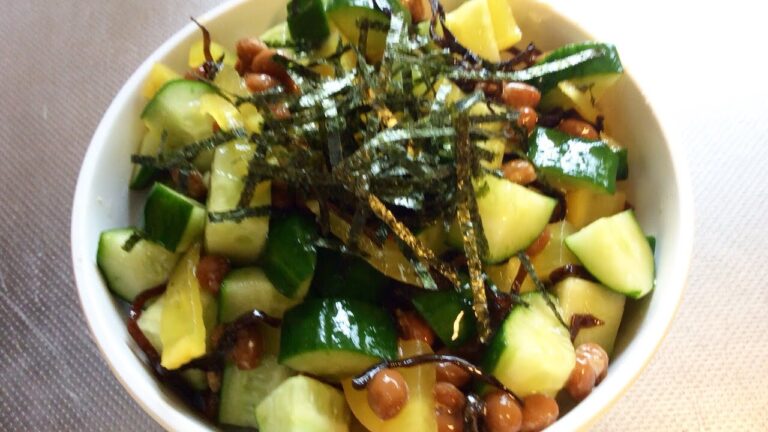 塩昆布きゅうり納豆ご飯