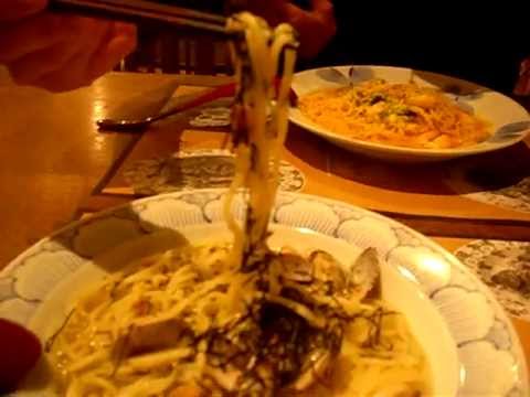 グルメ　生麺工房鎌倉パスタ　プリプリ海老のトマトクリームパスタ