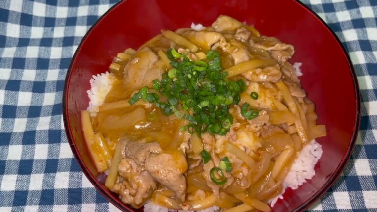 豚肉とたけのこのピリ辛あんかけ中華丼の作り方！！