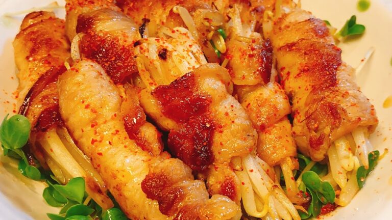 巻いて焼くだけ：めちゃ旨い！【豚もやしの生姜焼き】