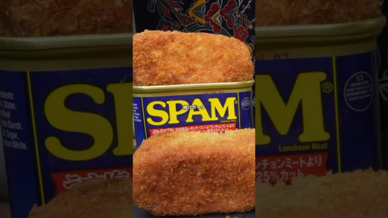 丸ごとスパム揚げとハムカツ一緒に明太子ご飯食べたら油ヤバすぎて逝く#shorts