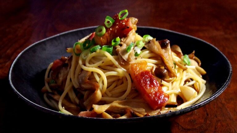 【パスタレシピ】キノコの和風パスタをめんつゆとバターを使って作ってみたの巻