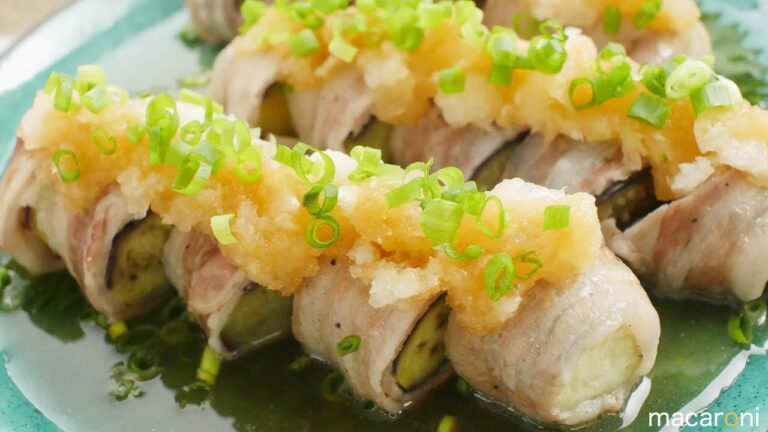 おろしポン酢でさっぱり！ レンジで 簡単 なすの 豚 肉巻き のレシピ 作り方