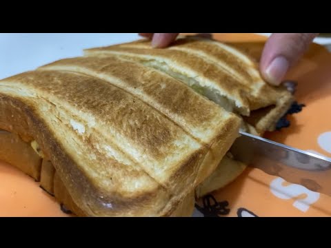 卵焼きにツナとほうれん草を和えたホットサンドを作ってみた【ぼっち高校生が作る料理】