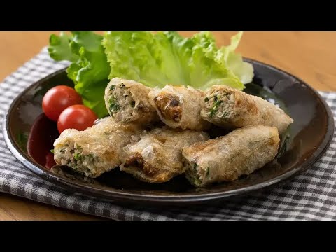 ライスペーパーで棒餃子風春巻き
