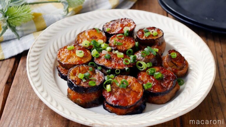 【なすのはさみ焼き】ケチャポンだれでご飯がすすむこってり味！とろっとしたなすの食感がたまらない♪｜macaroni（マカロニ）